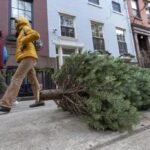 Personas caminan carca de arboles de Navidad este martes, en Greenwich Village New, Nueva York (Estados Unidos). EFE/ Angel Colmenares
