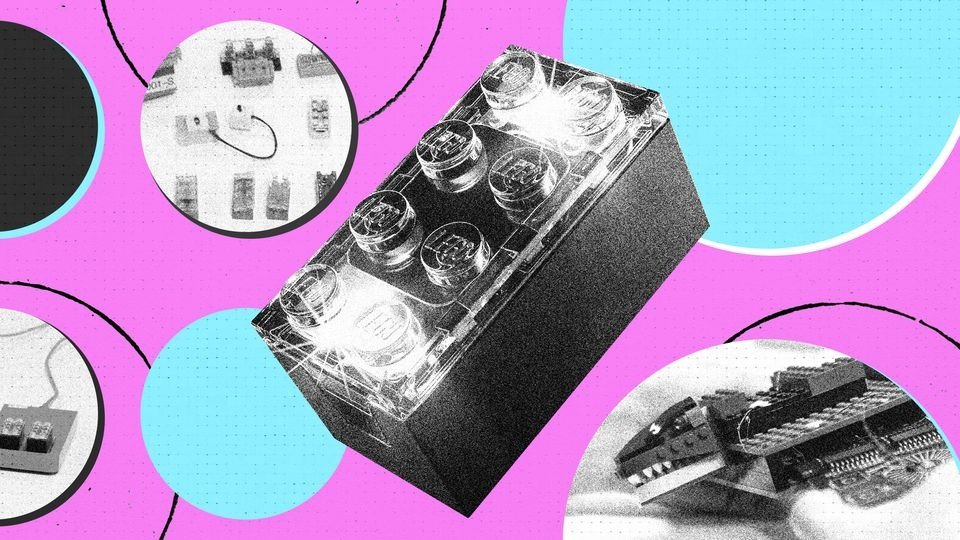 El nuevo Smart Play Brick con sensores.Fotoilustración : WIRED Staff; Lego